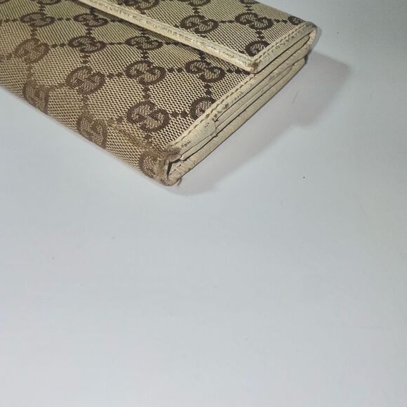 Gucci GG Logo Canvas Leather Trim Continental Wallet - Picture 12 of 15